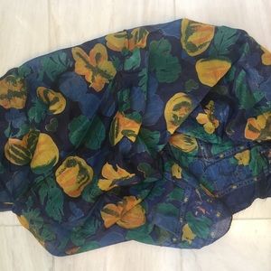 Large silk sarong or wrap navy and gold